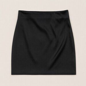 black faux satin pencil skirt